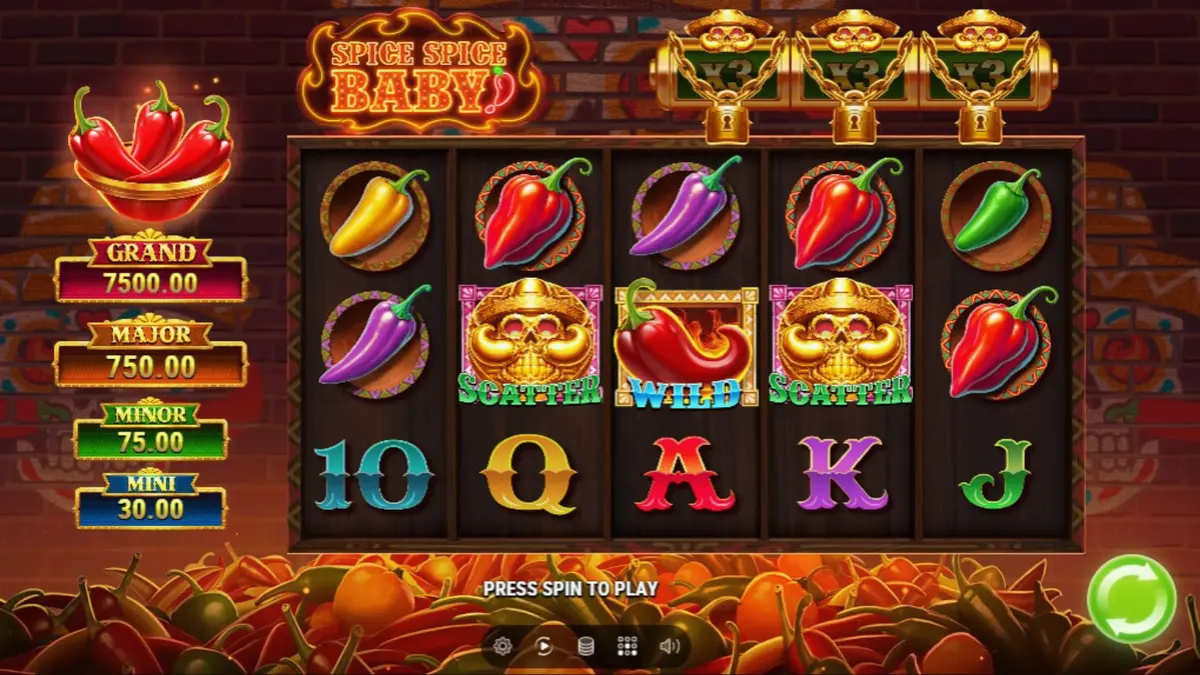 Tampilan visual slot Spice Spice Baby dengan tema cabai Meksiko yang cerah